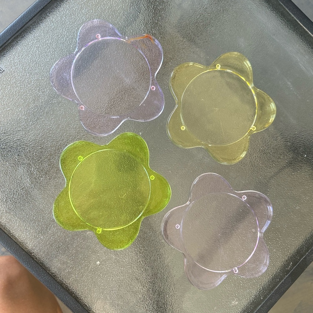 Set of Flower-Shaped Transparent Coasters